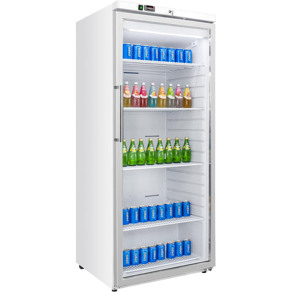 BLUELINETECH 18.6 Cu.ft Display Refrigerator 33-45℉ White Fan Cooling Beverage Cooler Fridge for Food and Beverage Refrigeration, Commercial Kitchen, Home, Canteen, Restaurant