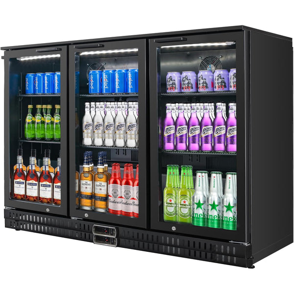 Bluelinecool Beverage Refrigerators Back Bar Cooler，3 Glass 11.5 cu.ft Swing Door Mini Fridge Cooler Adjustable Shelves & Digital Temperature Display for Various drinks, wine, beer
