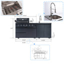 46-Inch 4-Burner 72000 BTU Deluxe Stainless Steel Gas Outdoor Kitchen Bar Barbecue Island Grill + Round Side Burner + Rotisserie kit + Granite Countertops+Sink and faucet