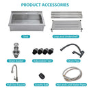 21"D x 36"W x 35.5"H Stainless Steel Large Utility Sink Single Bowl, Freestanding Commercial Restaurant Sink with Pull-Out Faucet, Utility Sink for Laundry Room, Garage, Kitchen