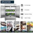 54"W Commercial Freezer 2 Section 2 Solid Door Stainless Steel Interior and Exterior Construction Reach-in Freezer 42.2 Cu.ft. Upright Fan Cooling Freezer for Restaurants and Commercial Environments