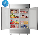 KICHKING 54"W Commercial Reach-In Refrigerator - Solid Door Two Section Stainless Steel Refrigerator