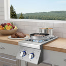 Double Grilling Side Burners, 2 x 17,000BTU Liquid Propane Side Burner for Outdoor Kitchen, Convertible to Natural Gas, 304 Stainless Steel Built-in Double Burners with LED for BBQ Grill Island