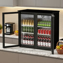 7.4 Cu.Ft Back Bar Cooler 35.4" W Glass Door Bar Fridge With LED Lighting