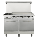 KICHKING Natural Gas/Liquid Propane 2 Burner 48" Range with 36" Griddle and Standard Ovens - 168,000 BTU