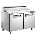 60" W 2 Door Refrigerator Sandwich Salad Prep Table Commercial Stainless Steel Fan Cooling Refrigerator with Cutting Board, 2 Shelves & 16 Pans for Restaurant, Bar, Shop-16.4 Cu.ft