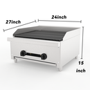 24 Inch Commercial Gas Lava Rock Charbroiler, Stainless Steel Countertop Grill with 2 Burners 56000 BTU, Cast Iron Grates, Restaurant BBQ Broiler, Natural Gas/Propane