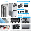 KICHKING Commercial vertical ice cream machine,25-30L/H production capacity, with 2x6L hopper, 2000W power, soft ice cream machine for restaurants and snack shops, three flavors