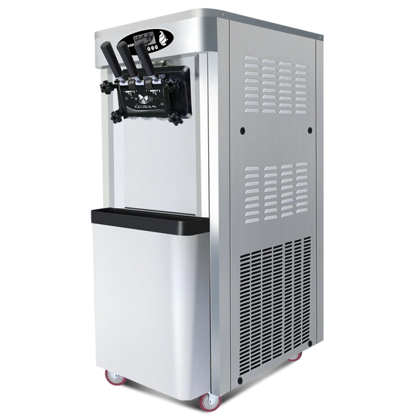 KICHKING Commercial vertical ice cream machine,25-30L/H production capacity, with 2x6L hopper, 2000W power, soft ice cream machine for restaurants and snack shops, three flavors