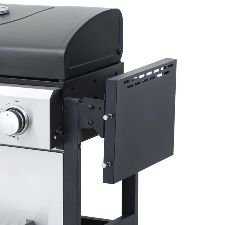 4-Burner Propane Gas BBQ Grill, 34200BTU Output With Wire Enamel Cooking Grids For Outdoor Barbecue, Foldable Side Table, Hanging Basket, Stainless Steel