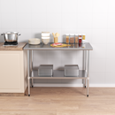 Aplancee Stainless Steel Work Table 24 x 24 Inch with Adjustable Undershelf, Heavy-Duty Metal Prep Table for Commercial Kitchen & Restaurant, Garage, Outdoor