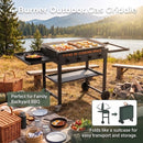 Commercial Griddle on Cart, 36" Heavy Duty Manual Flat Top Griddle, Outdoor Cooking Station with Side Shelves, Steel LPG Gas Griddle, 4-Burners Restaurant Portable Grill - 60,000 BTU