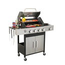 4-Burner Propane Gas BBQ Grill with Side Burner, 46790BTU Output With Enameled Cast Iron Cooking Grids For Outdoor Barbecue, Stainless Steel