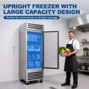 KICHKING 17.2 Cu.Ft Reach-in Freezer, Stainless Steel Single Door -8℉-0℉ Commercial Upright Freezer for Restaurant, Cafe, Bar, Garage