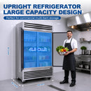 KICHKING 41.9 Cu.Ft Reach-in Refrigerator, Stainless Steel Single Door 33℉-40℉ Commercial Upright Refrigerator for Restaurant, Cafe, Bar, Garage