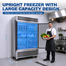 KICHKING 41.9 Cu.Ft Reach-in Freezer, Stainless Steel Single Door -8℉-0℉ Commercial Upright Freezer for Restaurant, Cafe, Bar, Garage