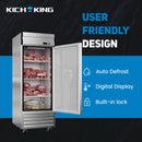  A 27"W One Solid Door Stainless Steel Upright Freezer with Fish and Meat on Shelves