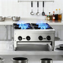 Commercial Gas Stove with 4 Burners, Propane and Natural Gas Countertop Cooking Stove Range, Stainless Steel Gas Hot Plate, Commercial Cooking Equipment for Restaurant, 112,000 BTU