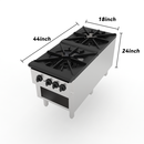 Commercial Gas Stove with 2 Burners, Propane and Natural Gas Countertop Cooking Stove Range, Stainless Steel Gas Hot Plate, Commercial Cooking Equipment for Restaurant, 180,000 BTU