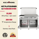KICHKING Natural Gas/Liquid Propane 2 Burner 48" Range with 36" Griddle and Standard Ovens - 168,000 BTU