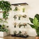 Glass Display Cabinet with Double Glass Doors, 65"H 4 Shelves LED Curio Cabinet, Tall Wine Cabinet