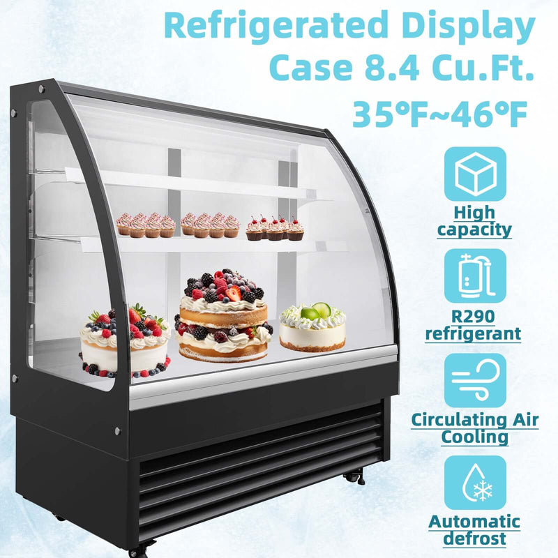 BLUELINETECH 8.3 Cu.Ft Commercial Countertop Refrigerator, Display Refrigerator,Display Cake Pastry or flower with LED Lighting Automatic Defrosting Air-cooling, ETL Certified