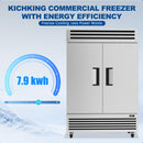 KICHKING 41.9 Cu.Ft Reach-in Freezer, Stainless Steel Single Door -8℉-0℉ Commercial Upright Freezer for Restaurant, Cafe, Bar, Garage