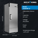 A 27"W One Solid Door Stainless Steel Upright Freezer for Commercial with 23.0 cubic feet and 27.1" width × 33.9" deep × 80.3" high