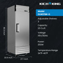 KICHKING 27"W Commercial Reach-In Refrigerator- Solid Door Stainless Steel Refrigerator