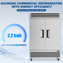 KICHKING 41.9 Cu.Ft Reach-in Refrigerator, Stainless Steel Single Door 33℉-40℉ Commercial Upright Refrigerator for Restaurant, Cafe, Bar, Garage