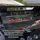 46-Inch 4-Burner 72000 BTU Deluxe Stainless Steel Gas Outdoor Kitchen Bar Barbecue Island Grill + Wine Cooler Compact Refrigerator + Rotisserie kit + Granite Countertops + Stainless steel Sink