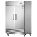 54"W Commercial Freezer 2 Section 2 Solid Door Stainless Steel Interior and Exterior Construction Reach-in Freezer 42.2 Cu.ft. Upright Fan Cooling Freezer for Restaurants and Commercial Environments