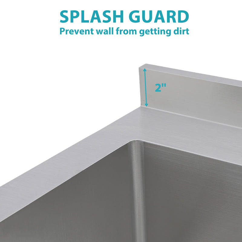 21"D x 36"W x 35.5"H Stainless Steel Large Utility Sink Single Bowl, Freestanding Commercial Restaurant Sink with Pull-Out Faucet, Utility Sink for Laundry Room, Garage, Kitchen