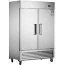 54"W Commercial Freezer 2 Section 2 Solid Door Stainless Steel Interior and Exterior Construction Reach-in Freezer 42.2 Cu.ft. Upright Fan Cooling Freezer for Restaurants and Commercial Environments