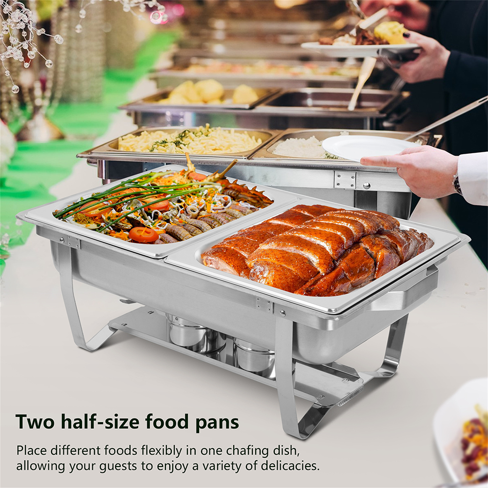 IMACONE 4-teiliges Chafing Dish Set – 8QT Edelstahl, Rechteckig, Mit Deckel & Brennerhalter, Für Catering & Partys