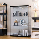 3 Shelf Glass Display Cabinet with 12 Color LED Lights and Remote Control, 2 Glass Doors Curio Cabinet