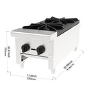 Commercial Gas Stove with 2 Burners, Propane and Natural Gas Countertop Cooking Stove Range, Stainless Steel Gas Hot Plate, Commercial Cooking Equipment for Restaurant, 56,000 BTU
