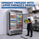 KICHKING 54"W 49 Cu.Ft Reach-in Freezer | Stainless Steel 2 Door Commercial Upright Freezer -8℉-0℉ for Restaurant & Cafe