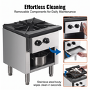 Commercial Gas Stove with Cabinet, Propane and Natural Gas Convertible Countertop Cooking Range, Stainless Steel Gas Burner, Commercial Cooking Equipment for Restaurant & Catering Kitchen, 90,000 BTU