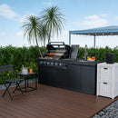 46-Inch 4-Burner 72000 BTU Deluxe Stainless Steel Gas Outdoor Kitchen Bar Barbecue Island Grill + Round Side Burner + Rotisserie kit + Granite Countertops+Sink and faucet