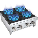 HOCCOT 24" 4 Burners Commercial Countertop Hot Plate Range Gas Stove