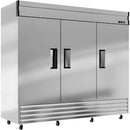 72"W Solid Door Reach-In Freezer 65 Cu.Ft Commercial Stainless Steel Upright Freezer