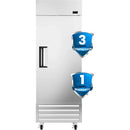 KICHKING 27"W Commercial Reach-In Refrigerator- Solid Door Stainless Steel Refrigerator