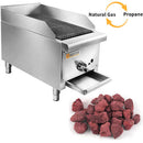 HOCCOT 12”  Gas Countertop Radiant Lava Rock Charbroiler - 28,000 BTU