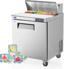 27" W Sandwich/Salad Prep Table With 1 Door Refrigerator Base | 7.4 Cu.Ft. & 12 Pans