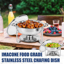 IMACONE 5QT Chafing Dish Buffet Set 2-Pack with Glass Lid, Stainless Steel Round Chafer Set for Catering