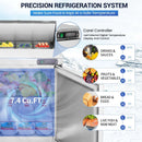 27" W 1 Door Refrigerator Sandwich Salad Prep Table Commercial Stainless Steel Fan Cooling Refrigerator with Cutting Board, 1 Shelves & 8 Pans for Restaurant, Bar, Shop-7.4 Cu.ft