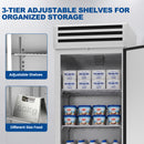 KICHKING 29"W 26 Cu.Ft Reach-in Freezer, Stainless Steel Single Door -8℉-0℉ Commercial Upright Freezer for Restaurant, Cafe, Bar, Garage