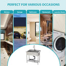 21"D x 36"W x 35.5"H Stainless Steel Large Utility Sink Single Bowl, Freestanding Commercial Restaurant Sink with Pull-Out Faucet, Utility Sink for Laundry Room, Garage, Kitchen