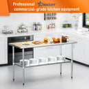 HOCCOT Stainless Steel Table for Prep & Work 24" X 60" inches with Adjustable Shelf